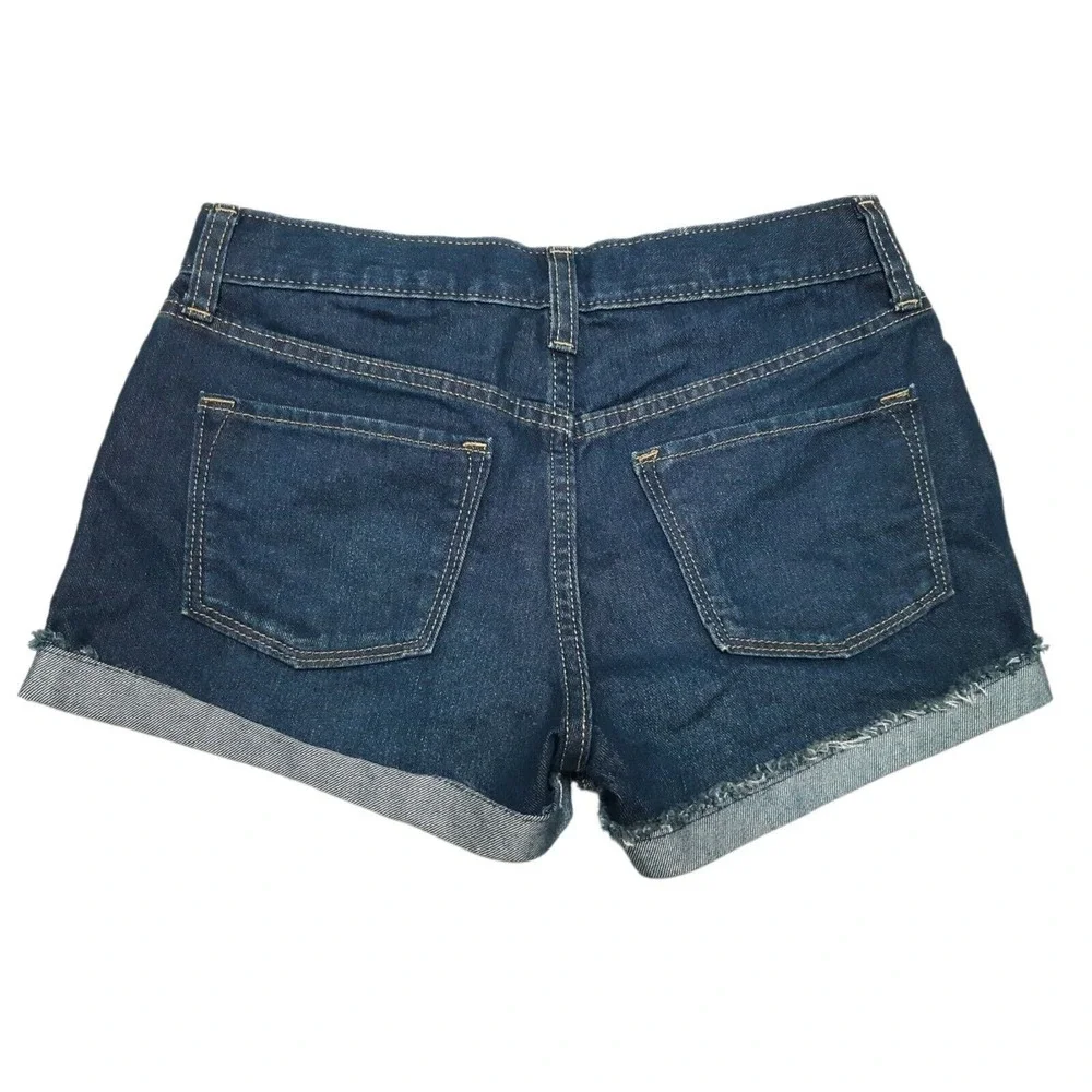 Old Navy Shorts Girls 12 Blue Denim‎ Dark Wash Cuffed Mid Rise Beach NWOT